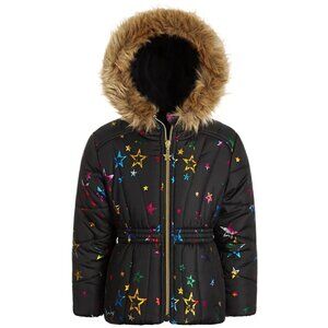 S. Rothschild & Co Toddler/Little Girls Foil-Print Quilted Puffer Coat Black 3T